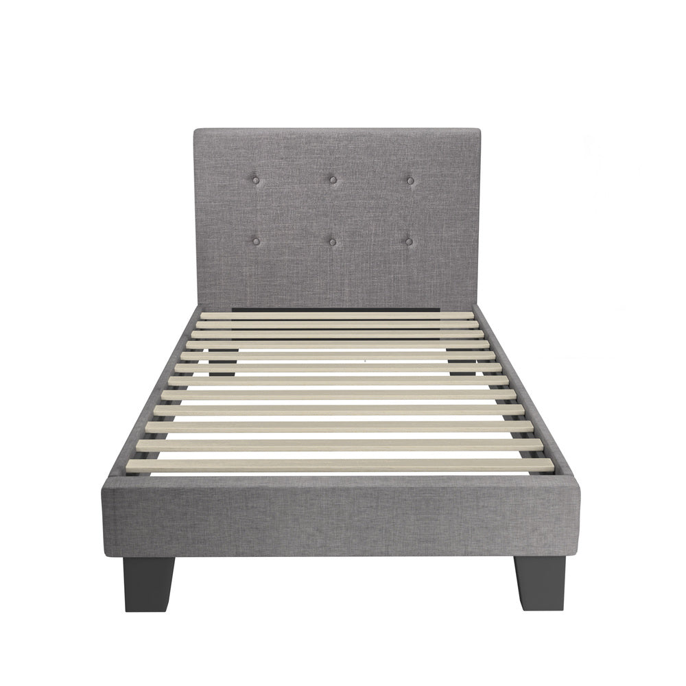 Grey Quiton Upholstered Bed Frame - Single