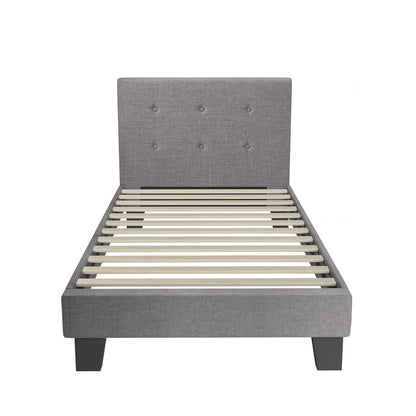 Grey Quiton Upholstered Bed Frame - Single
