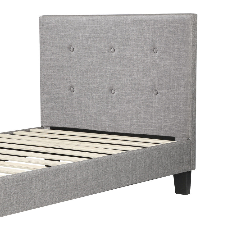 Grey Quiton Upholstered Bed Frame - Single