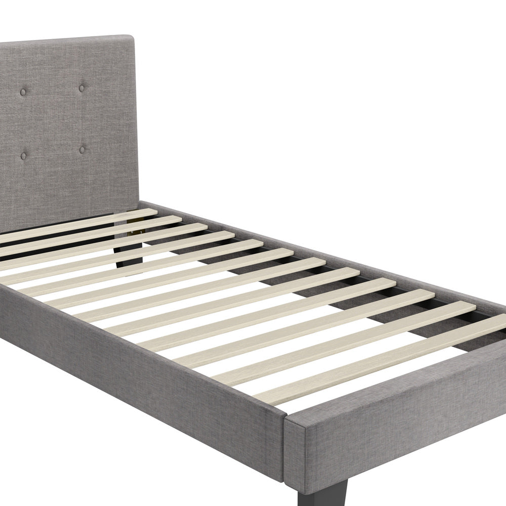 Grey Quiton Upholstered Bed Frame - Single