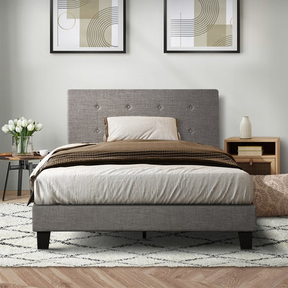 Grey Quiton Upholstered Bed Frame - Single