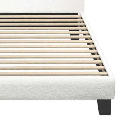 White Quiton Boucle Platform Bed - Single