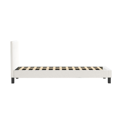 White Quiton Boucle Platform Bed - Single