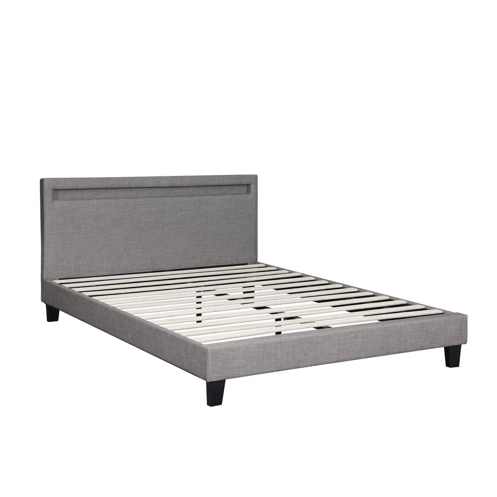 Lambeau Upholstered Bed Frame with LED - Double