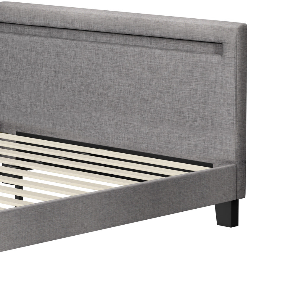 Lambeau Upholstered Bed Frame with LED - Double