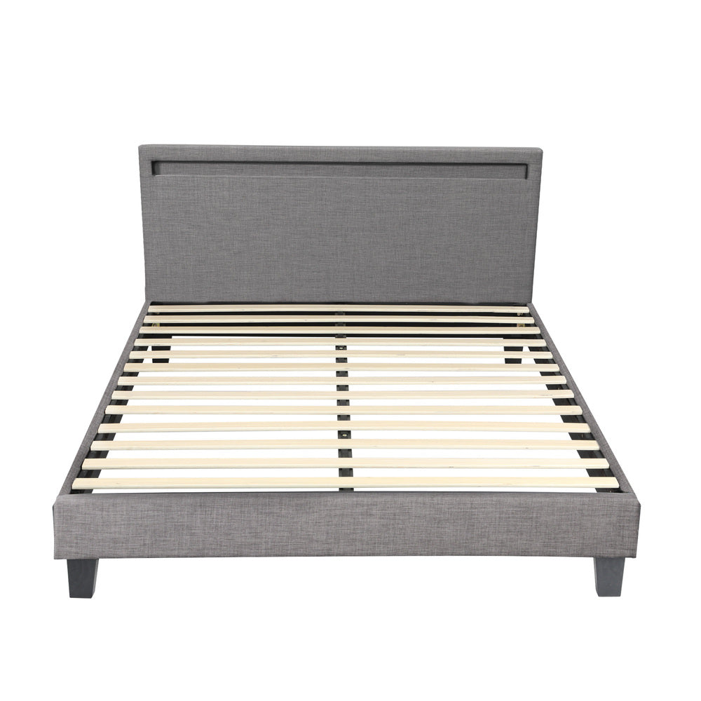 Lambeau Upholstered Bed Frame with LED - Queen