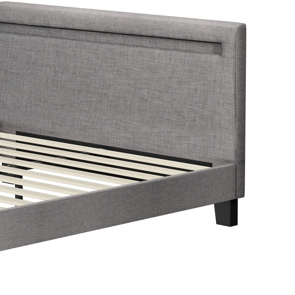 Lambeau Upholstered Bed Frame with LED - Queen