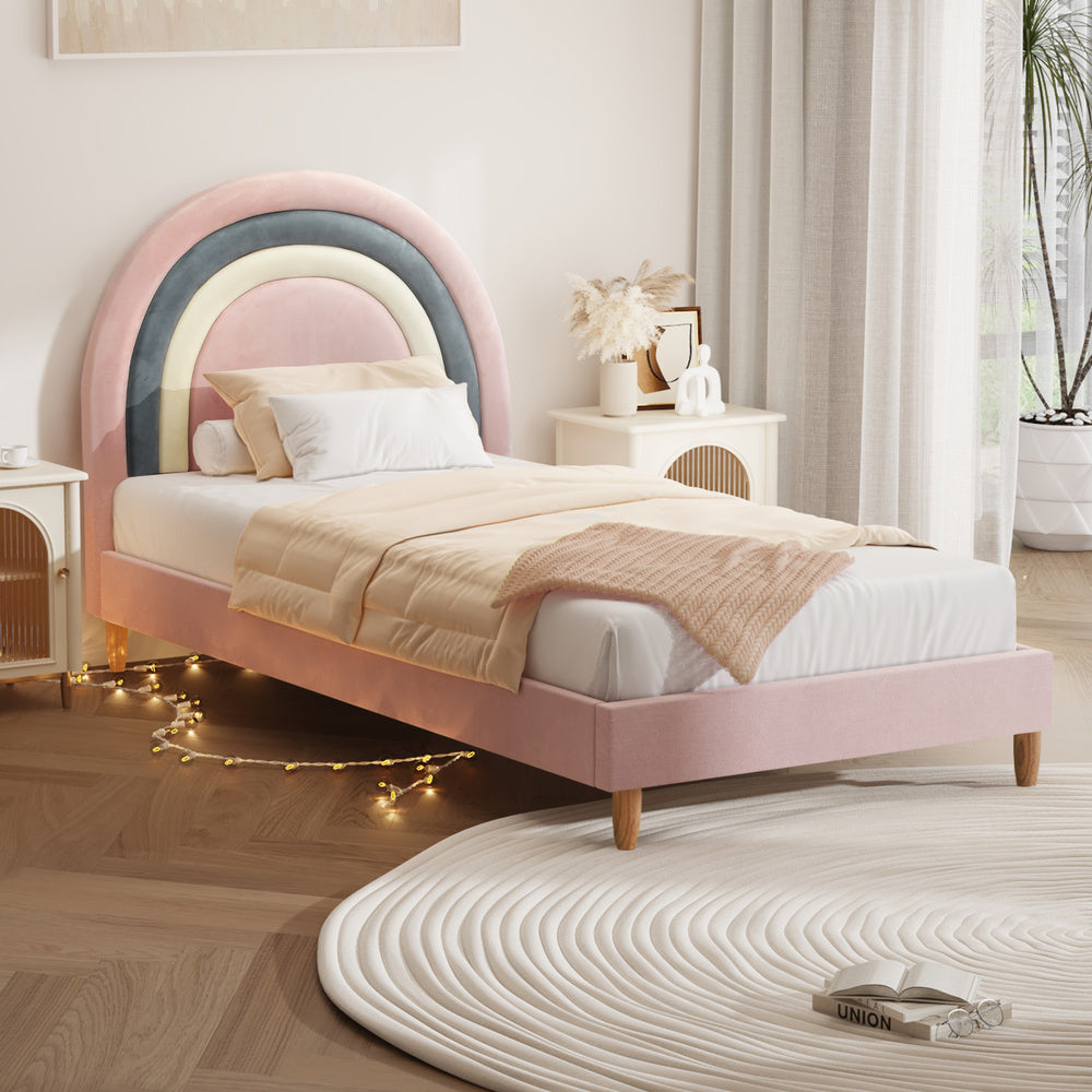 Sarah Kids Bed Frame Single Pink