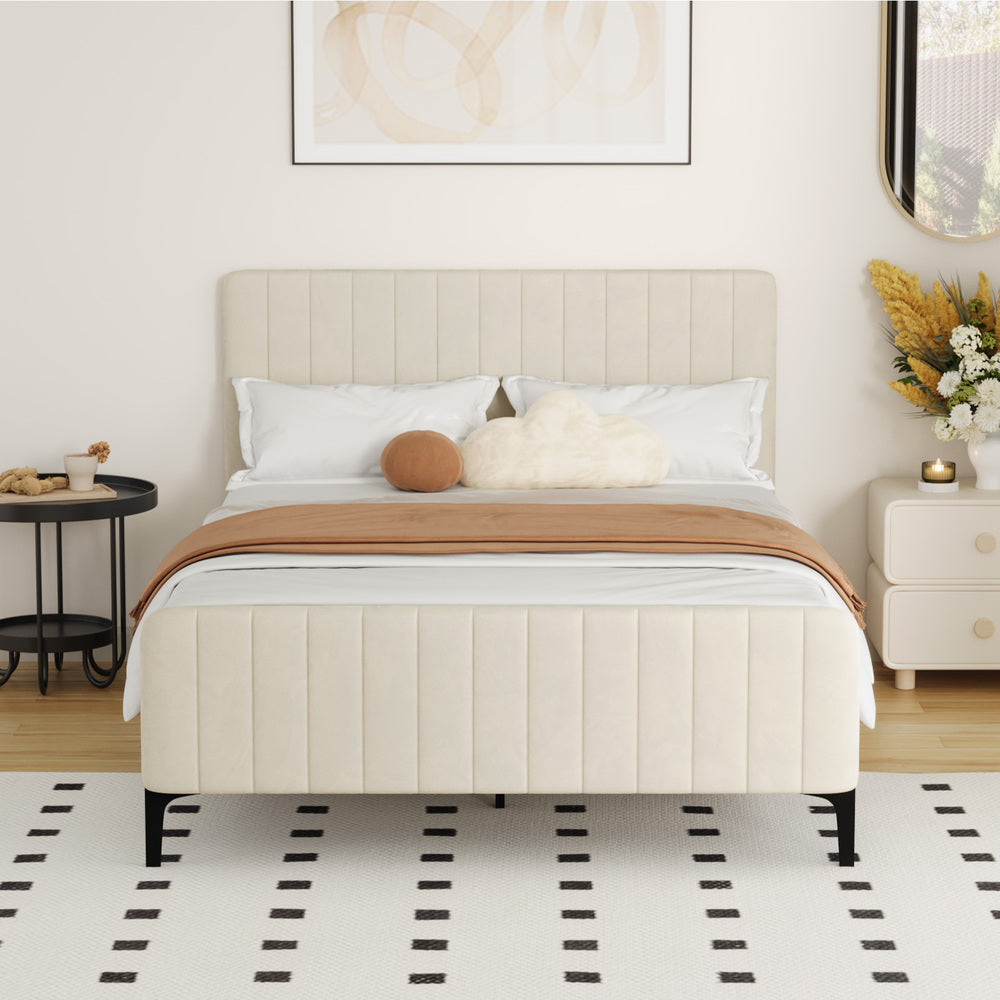 Emily Beige Bed - Double