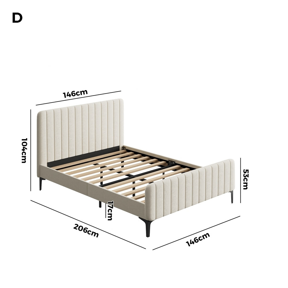 Emily Beige Bed - Double