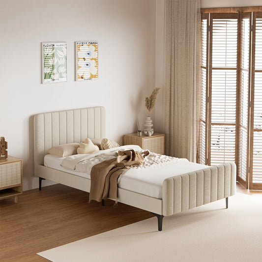 Emily Beige Bed - King Single
