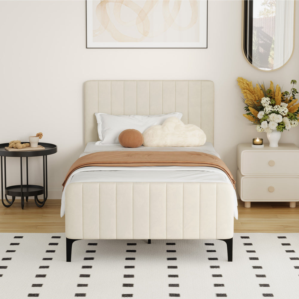 Emily Beige Bed - King Single