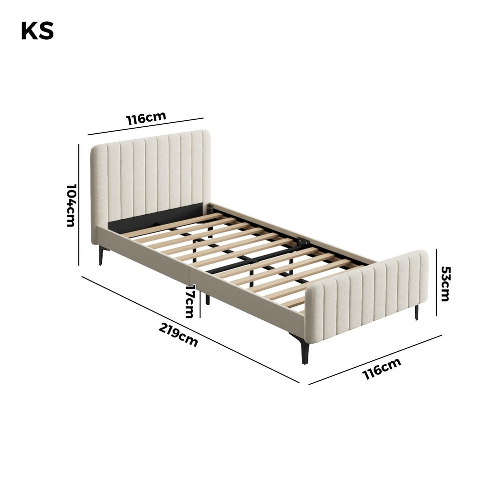 Emily Beige Bed - King Single