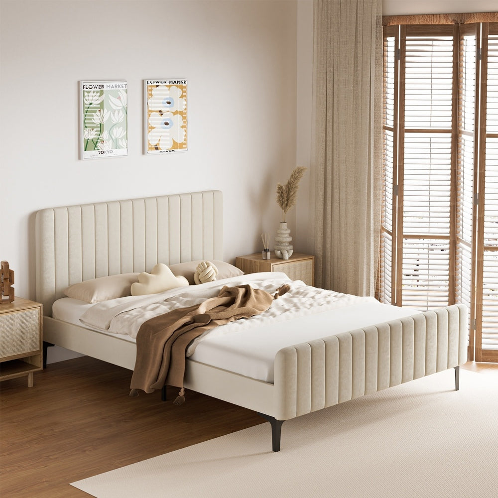 Emily Beige Bed - Queen