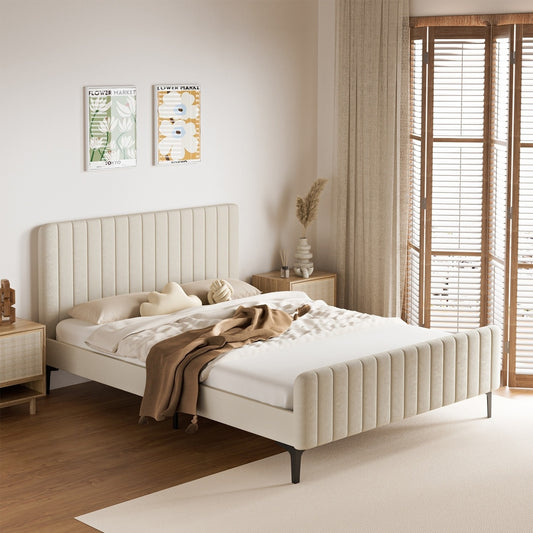 Emily Beige Bed - Queen