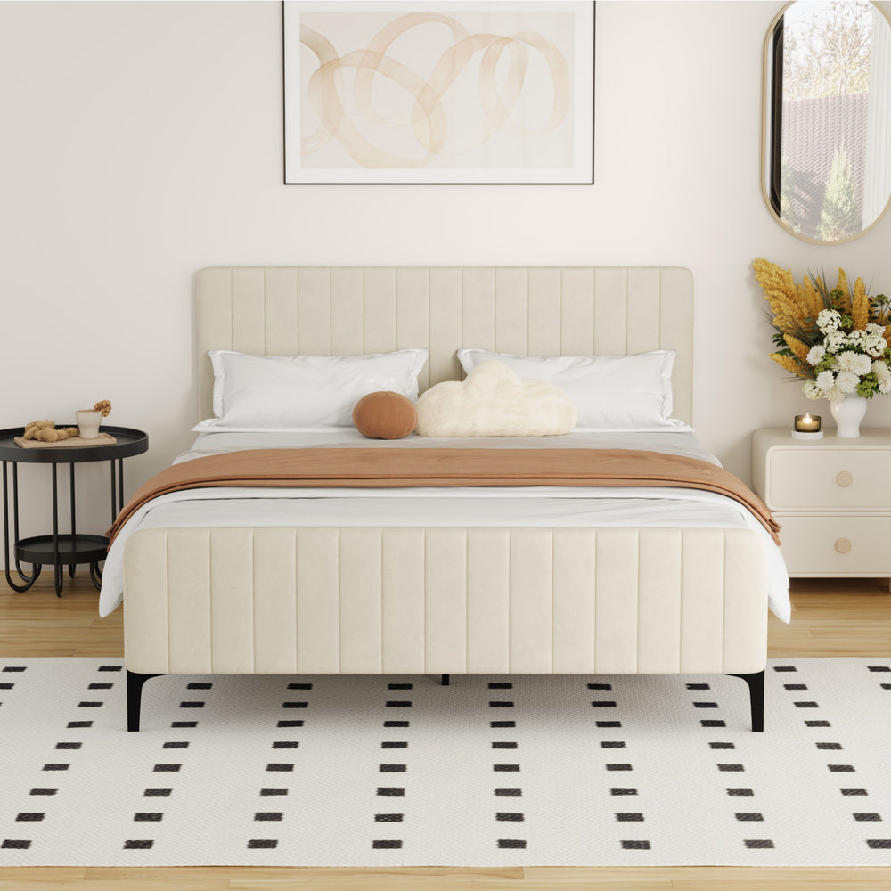 Emily Beige Bed - Queen