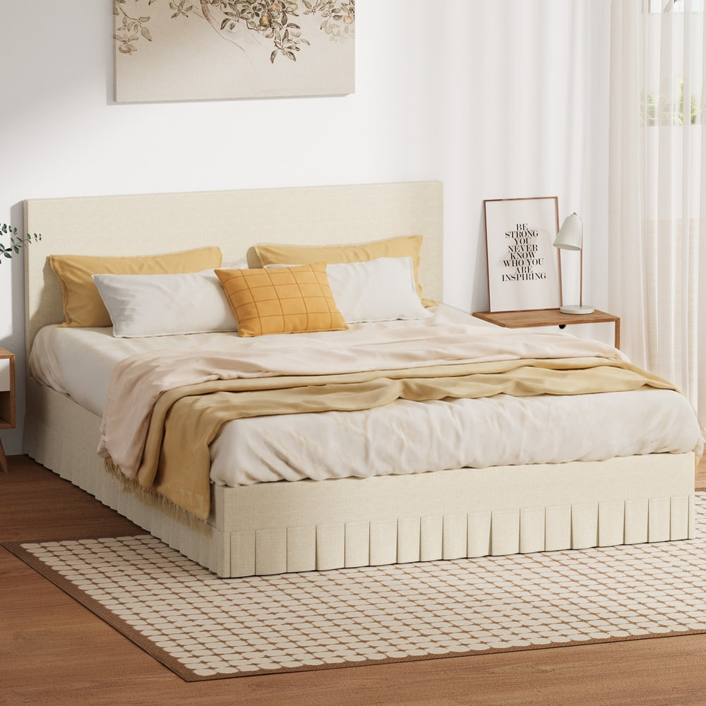 Elodie Upholstered Bed Queen Beige