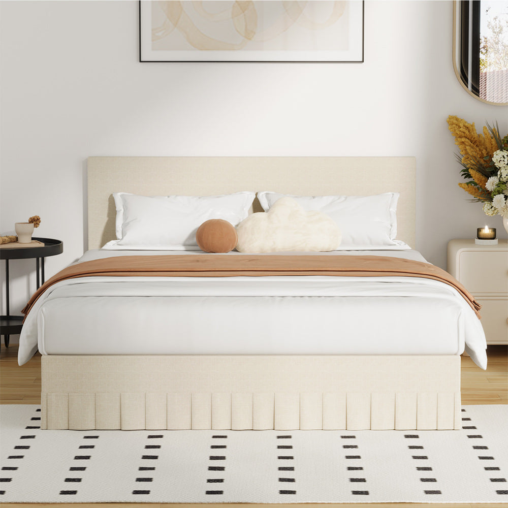 Elodie Upholstered Bed Queen Beige