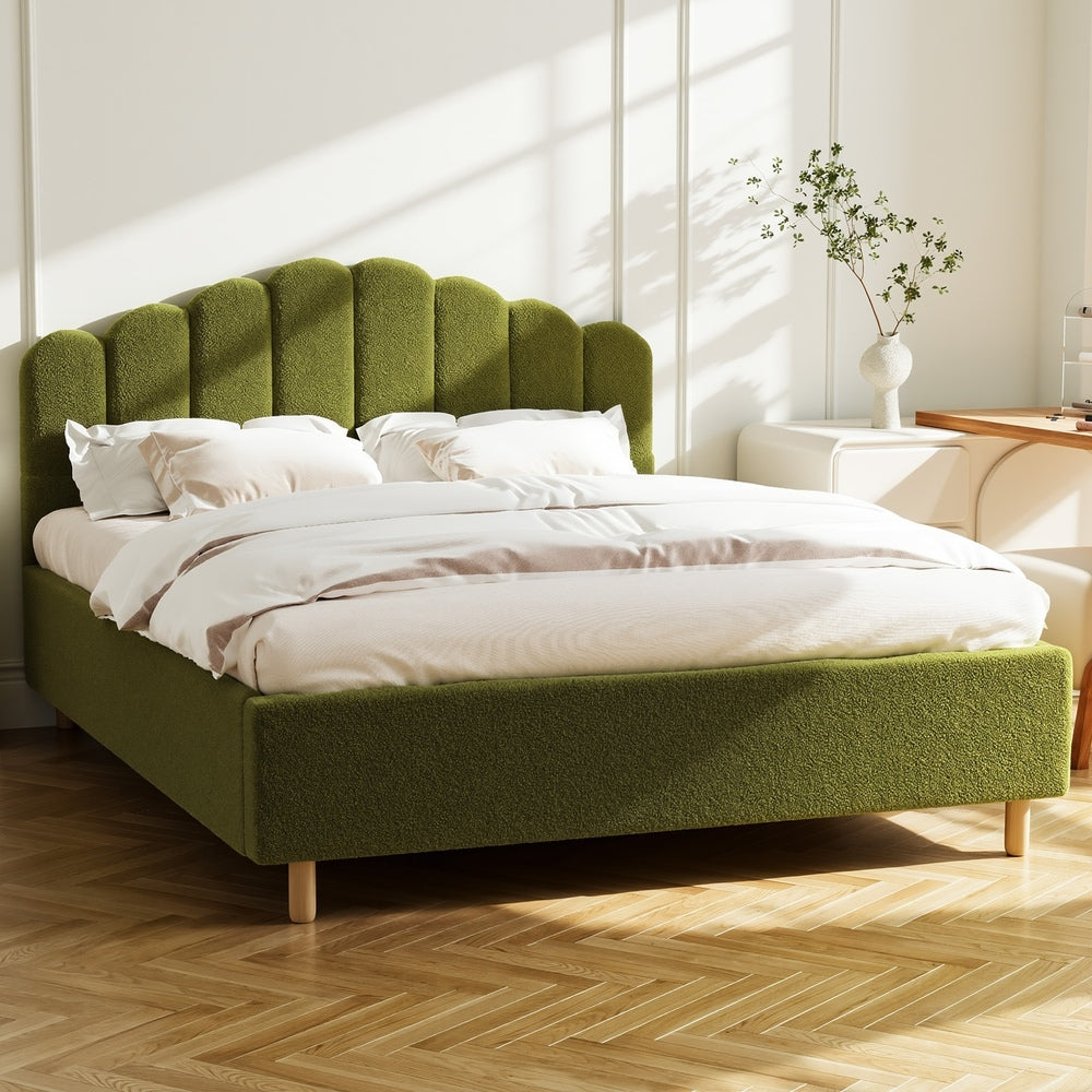 Green Ellora Boucle Bed - Queen