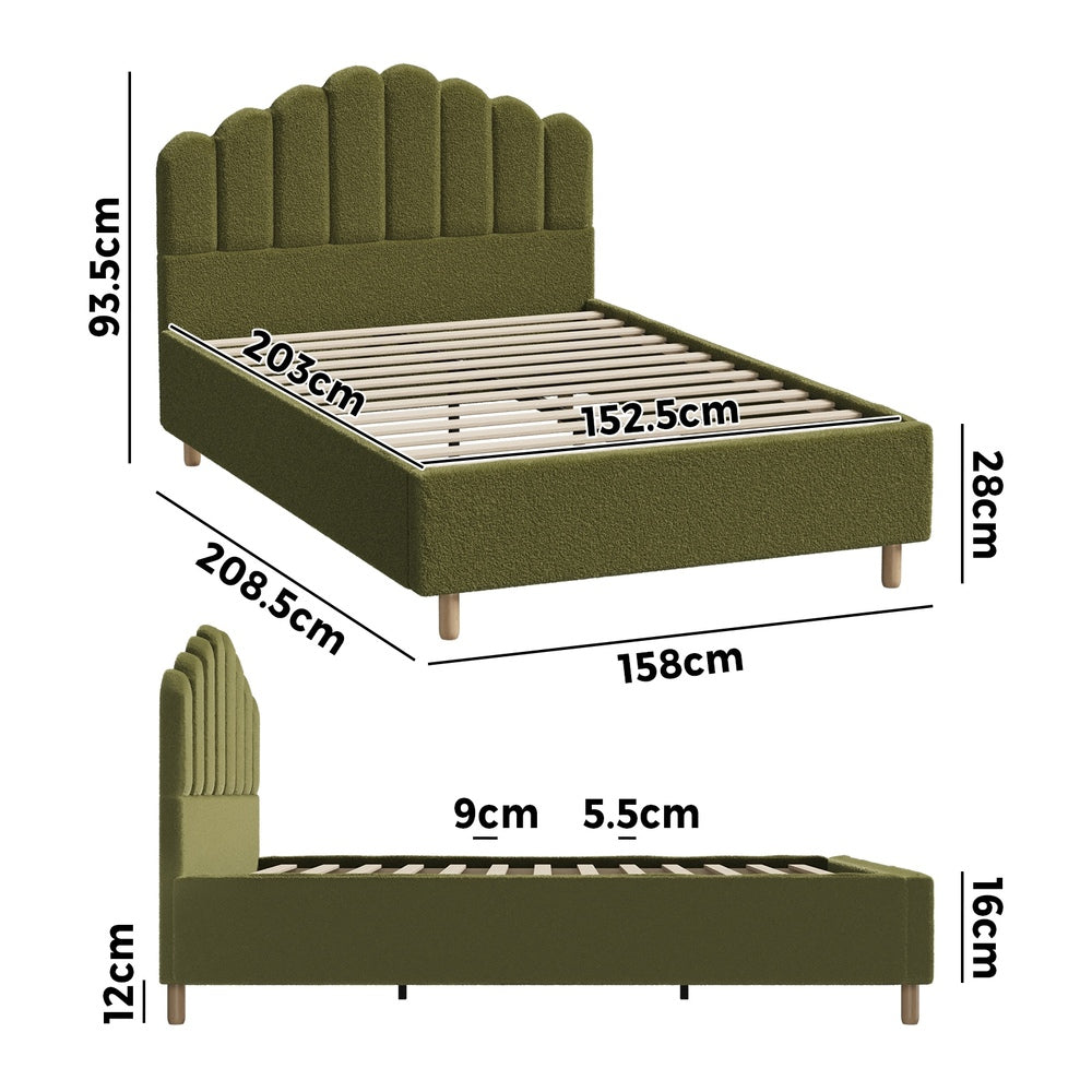 Green Ellora Boucle Bed - Queen