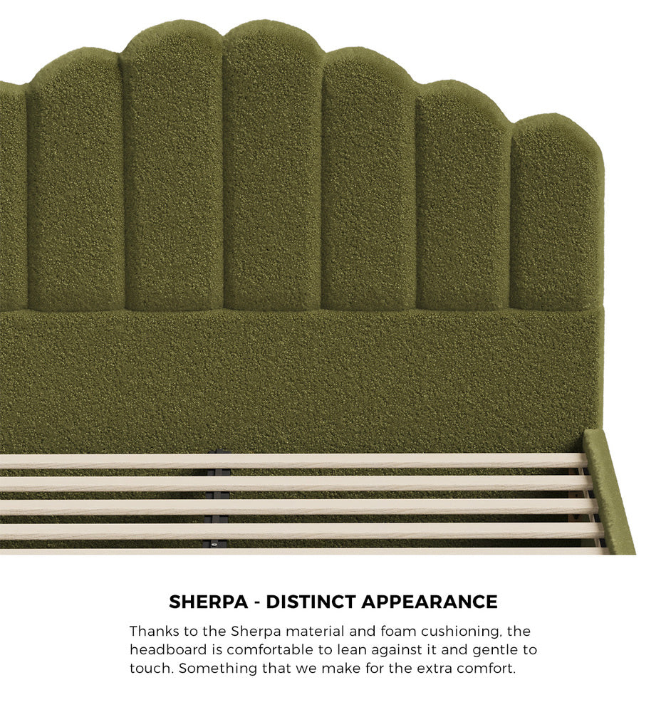 Green Ellora Boucle Bed - Queen