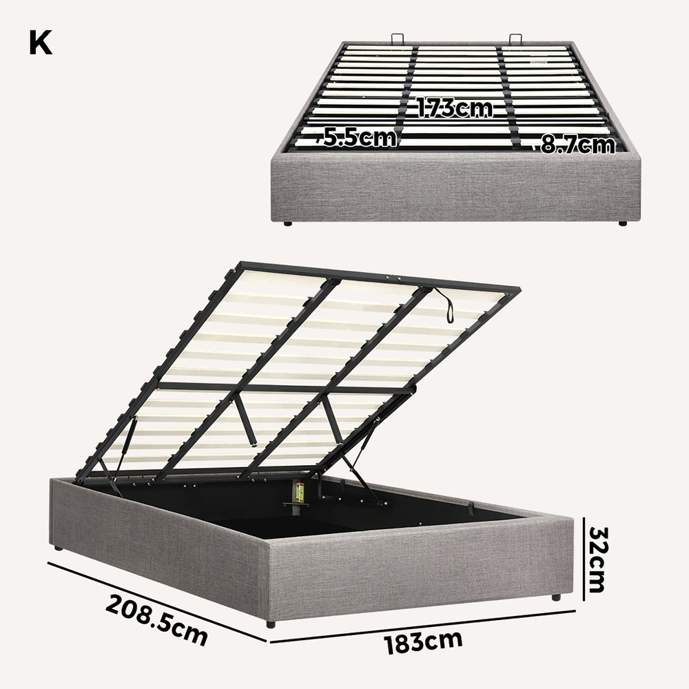 Larkham Grey Gas Lift Bed Base - King