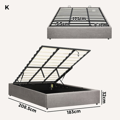 Larkham Grey Gas Lift Bed Base - King