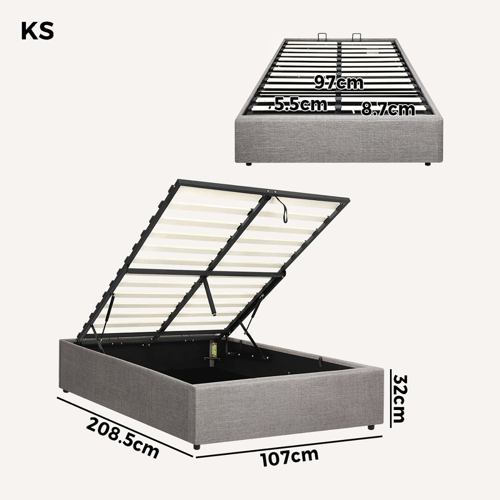 Larkham Grey Gas Lift Bed Base - King Single