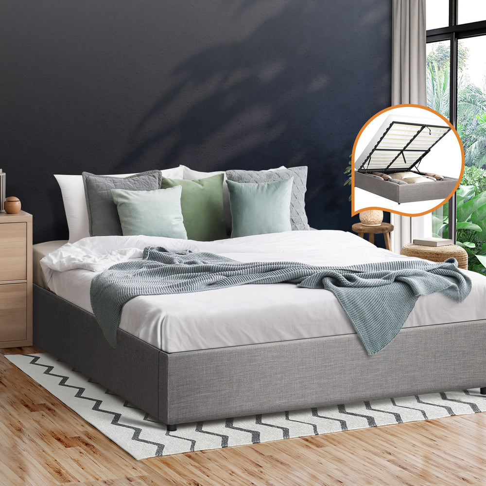 Larkham Grey Gas Lift Bed Base - Queen
