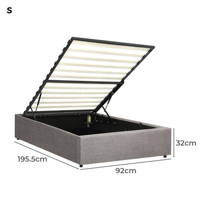 Larkham Grey Gas Lift Bed Base - Single