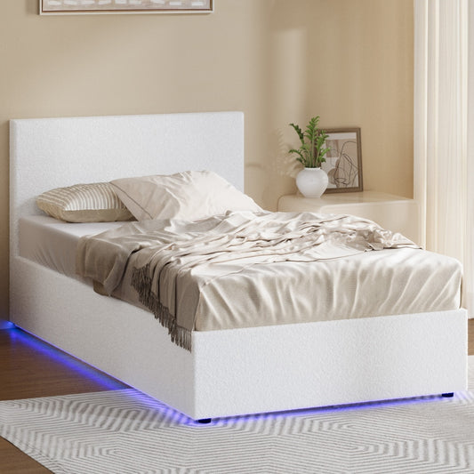 Astana Boucle LED Gas Lift Bed White