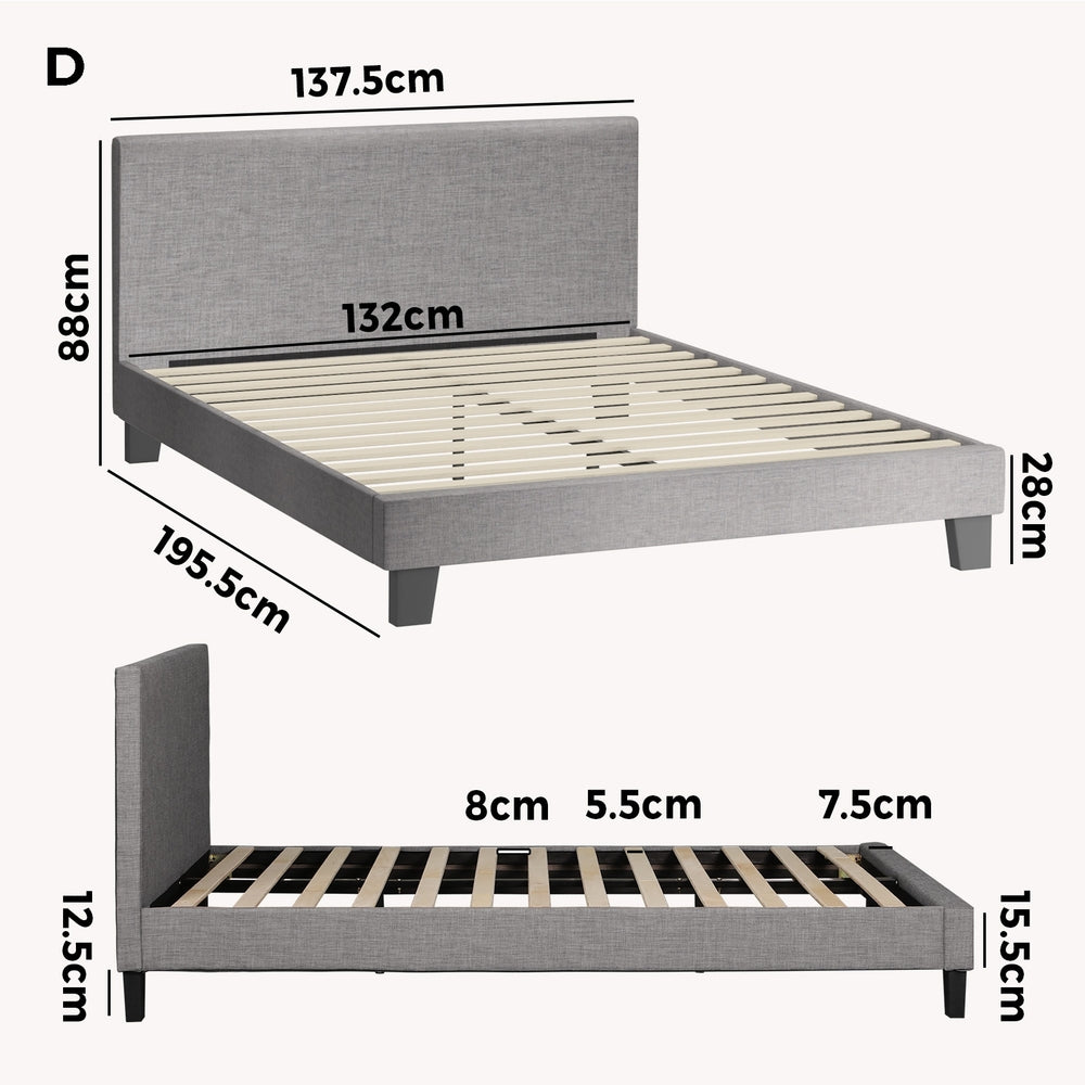 Demetrius Upholstered Bed Frame - Double
