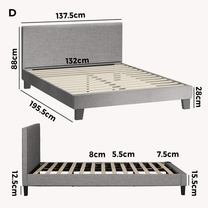 Demetrius Upholstered Bed Frame - Double