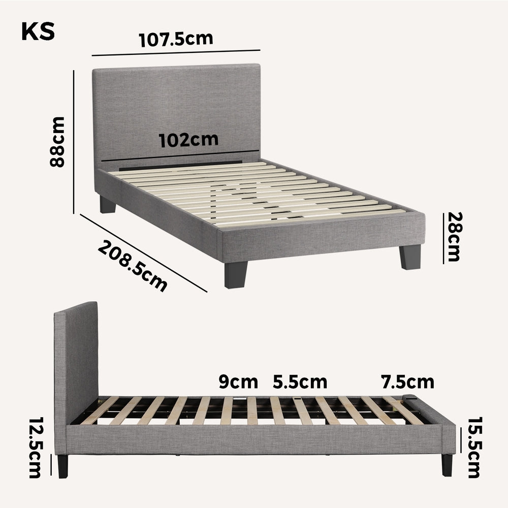Demetrius Upholstered Bed Frame - King Single