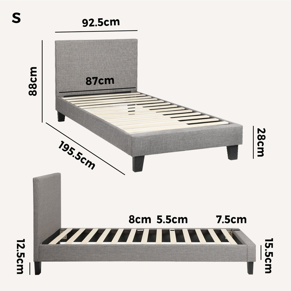 Demetrius Upholstered Bed Frame - Single