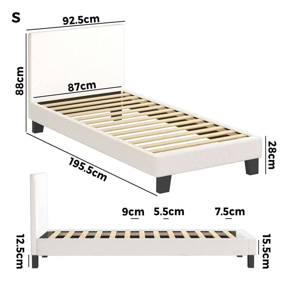 Demetrius Boucle Bed Frame - King Single