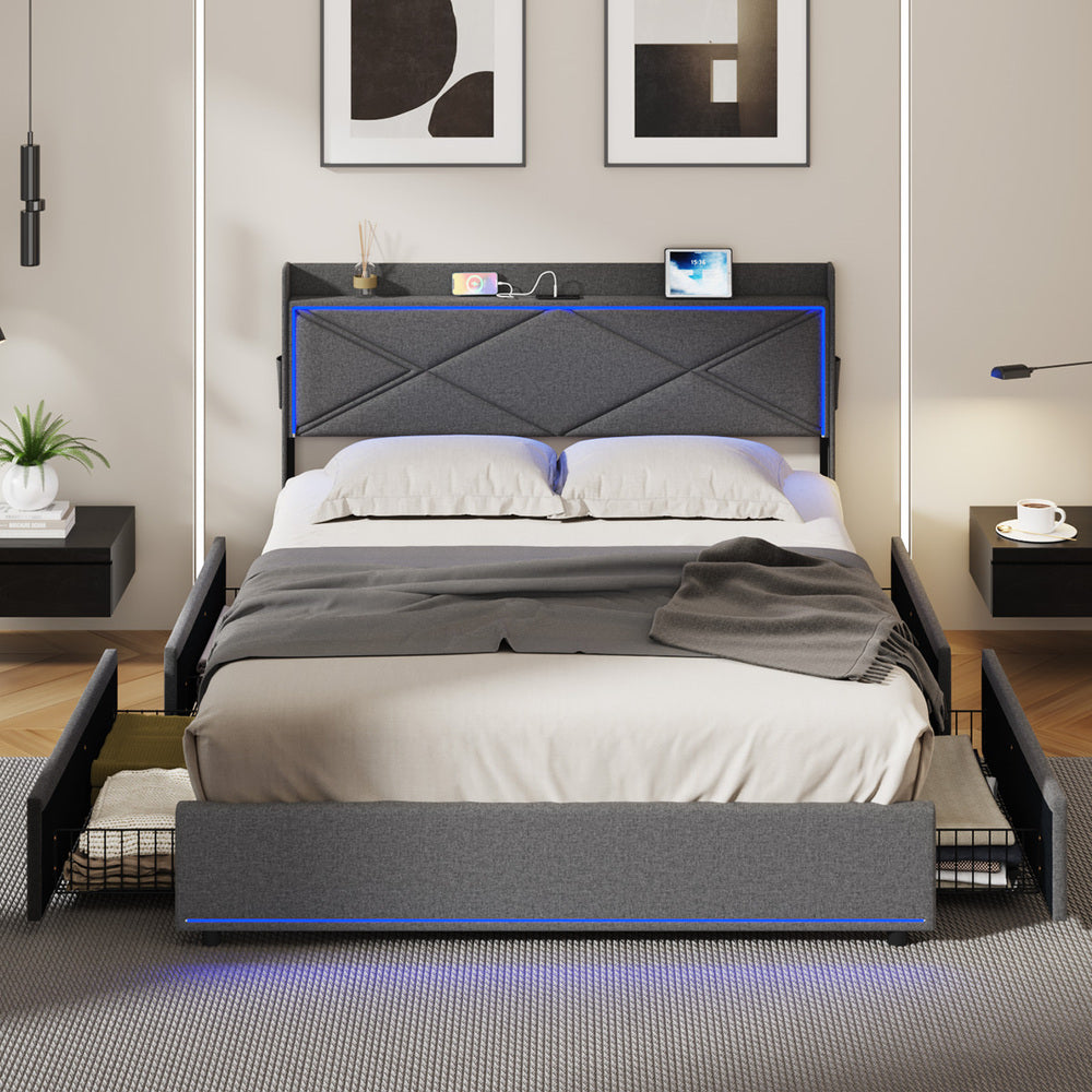 Nova 4 Drawer Bed Frame Gray