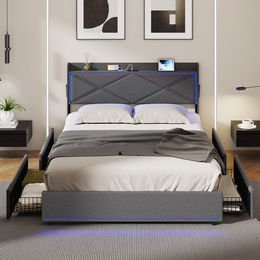 Nova 4 Drawer Bed Frame Grey
