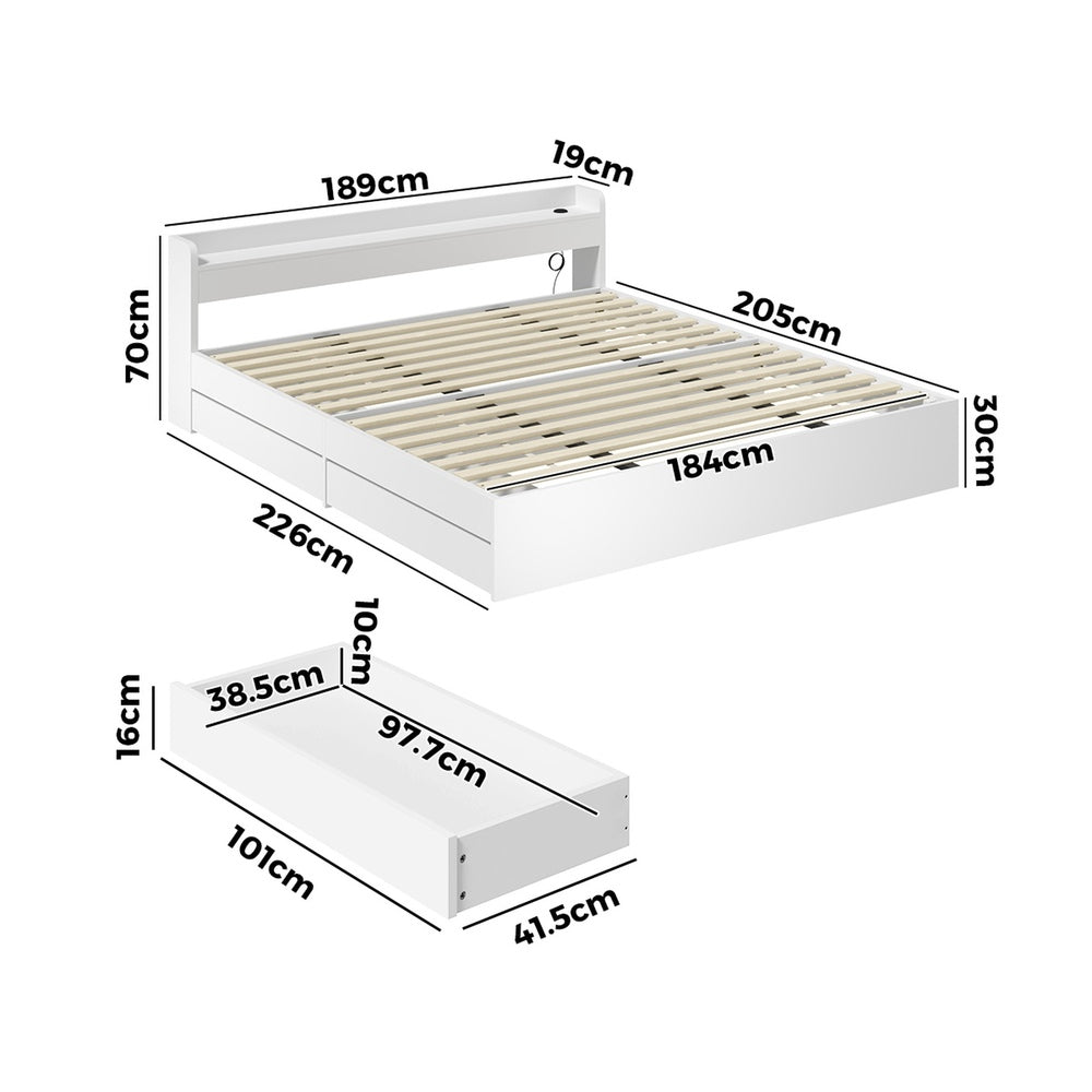 Cassandra 2 Drawer King Bed Frame White