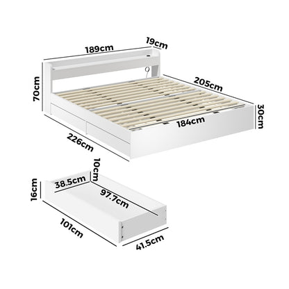 Cassandra 2 Drawer King Bed Frame White