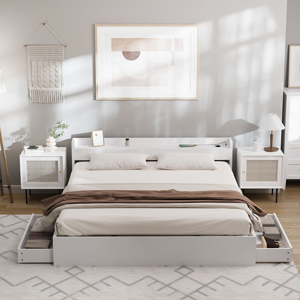 Cassandra 2 Drawer King Bed Frame White