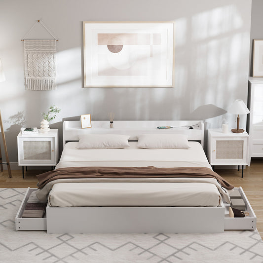 Cassandra 2 Drawer King Bed Frame White