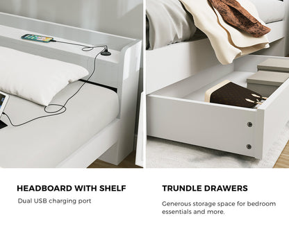 Cassandra 2 Drawer King Bed Frame White
