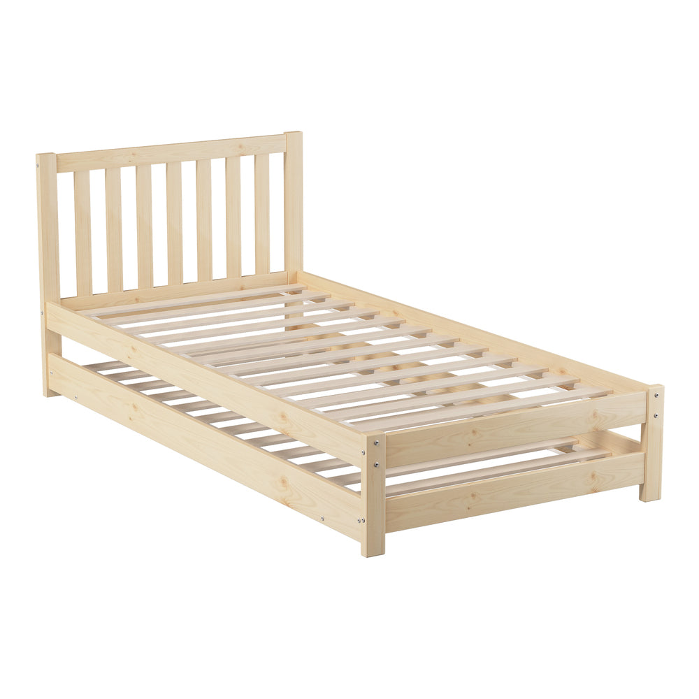 Yesenia Trundle Bed Frame Single Oak