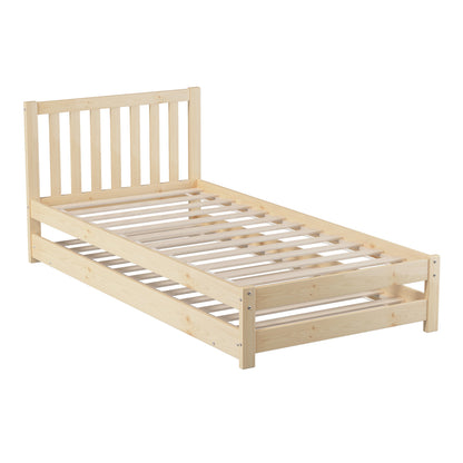 Yesenia Trundle Bed Frame Single Oak