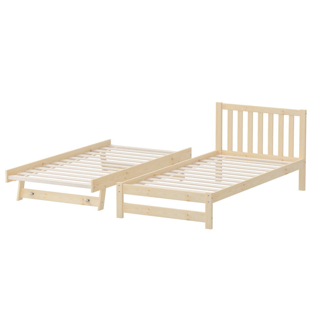 Yesenia Trundle Bed Frame Single Oak