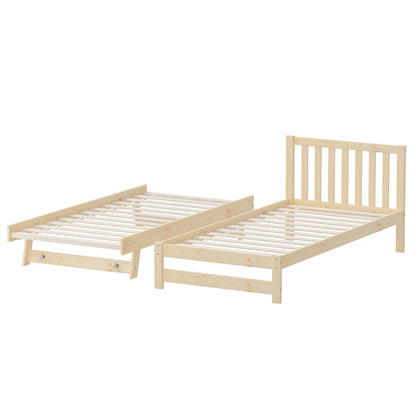Yesenia Trundle Bed Frame Single Oak