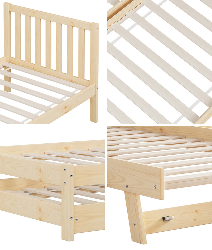 Yesenia Trundle Bed Frame Single Oak