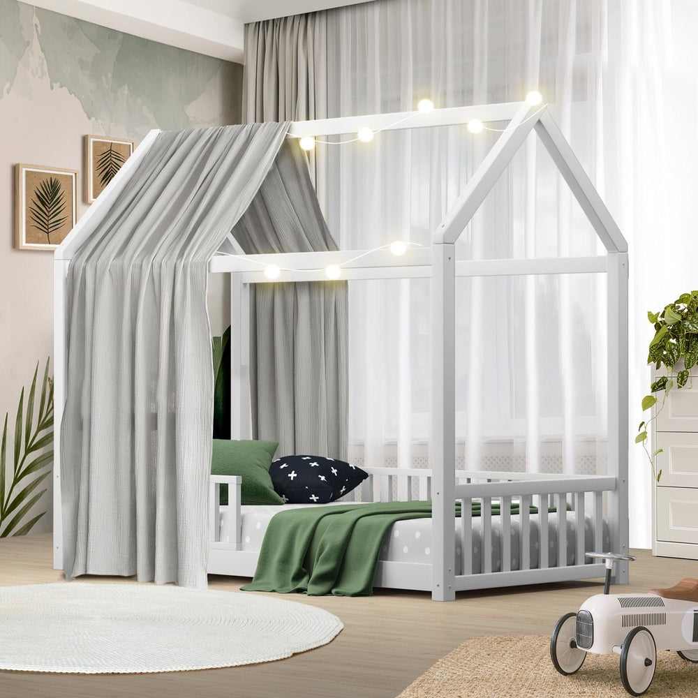 Carolina Kids House Bed Frame Single White