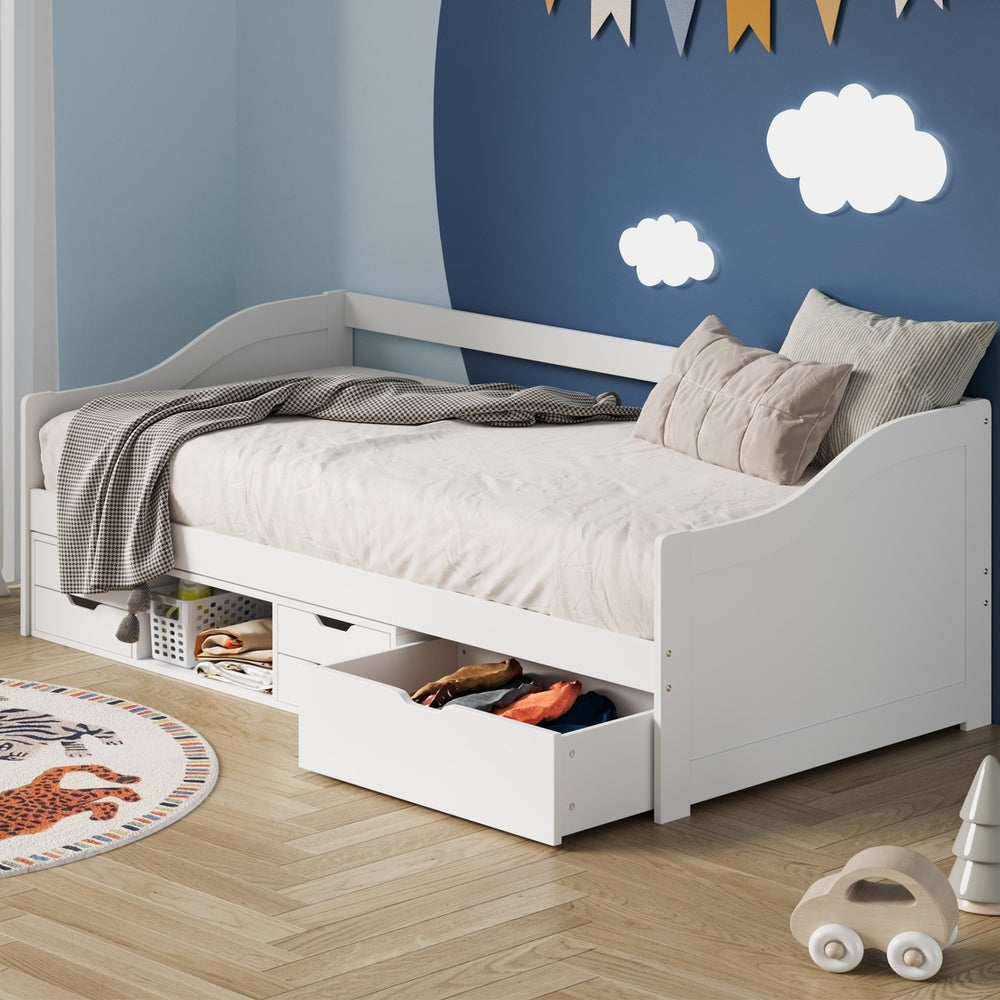 Aven Trundle Kids Bed Frame White